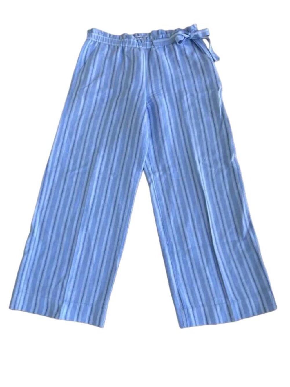 Tommy Bahama Striped Blue & White Wide-Leg High Waist Linen Summer Pants